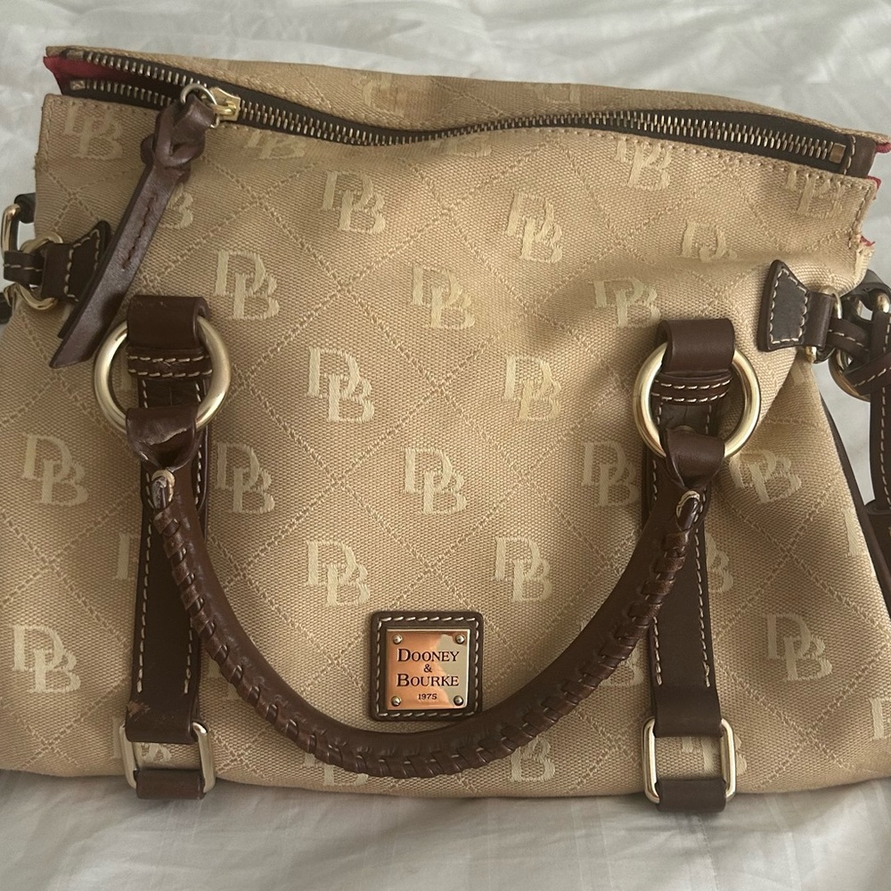 Dooney & Bourke Beige and Brown Satchel
